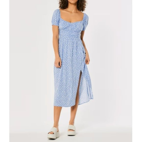 Hollister Blue Floral Midi Dress - Picture 1 of 12